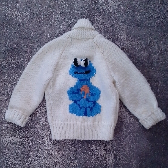 Vintage Other - Vintage 70s Cookie Monster Cowichan Wool Jacket Googlie Eyes Handmade